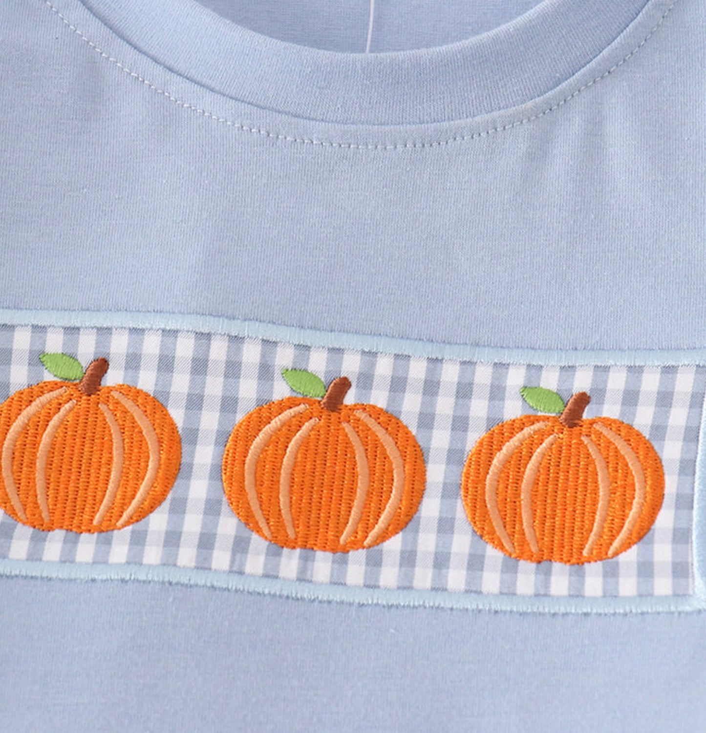 Blue Gingham Boy Pumpkin Set