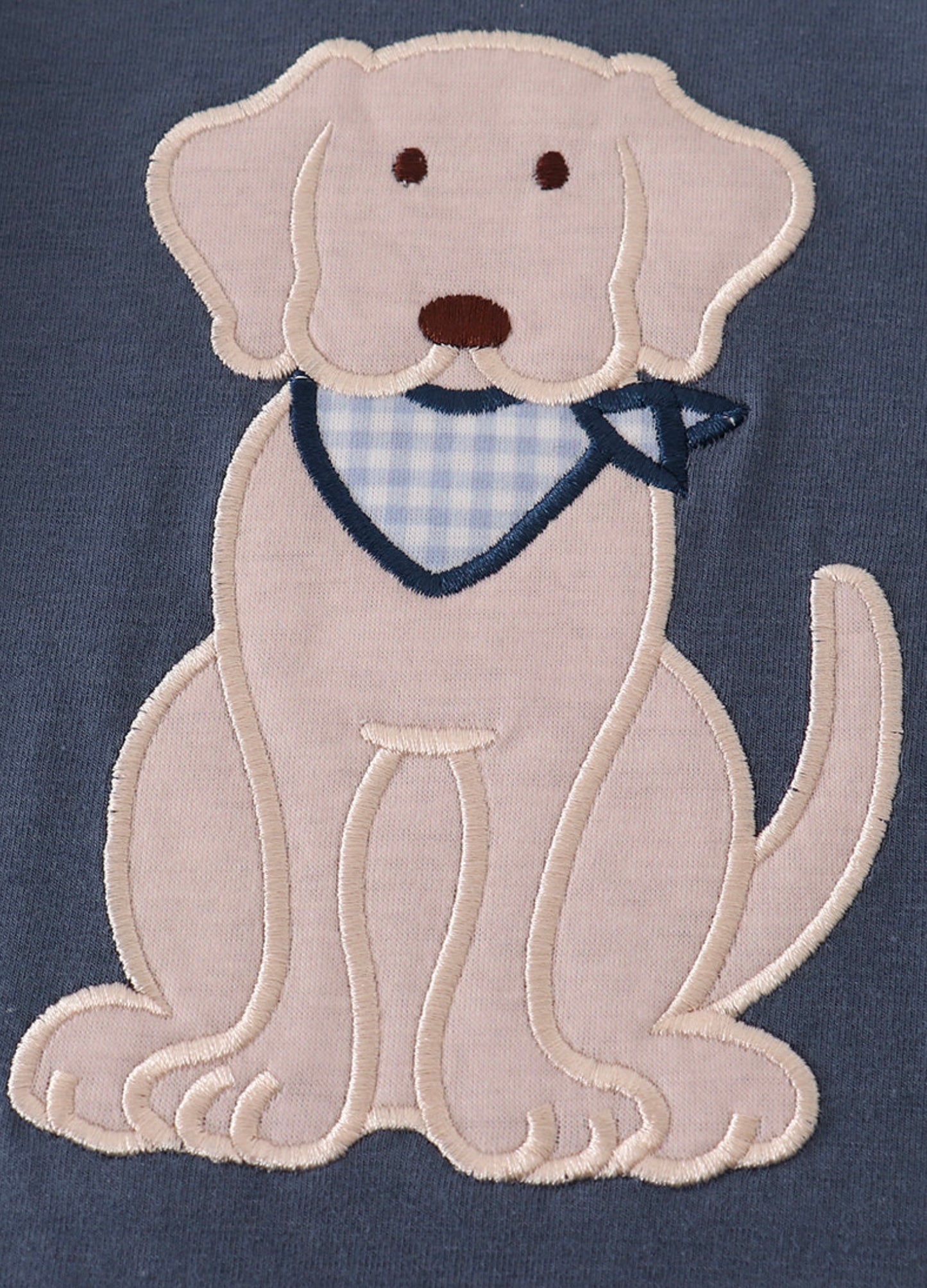 Navy Puppy Appliqué Romper