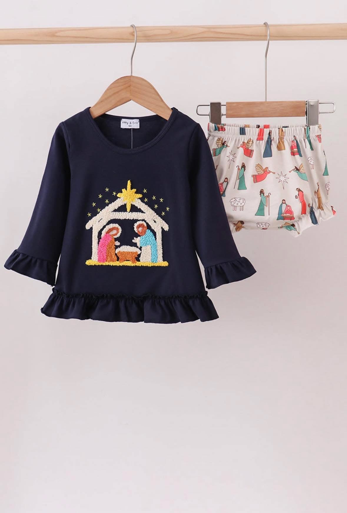 Nativity French Knot Bloomer Set