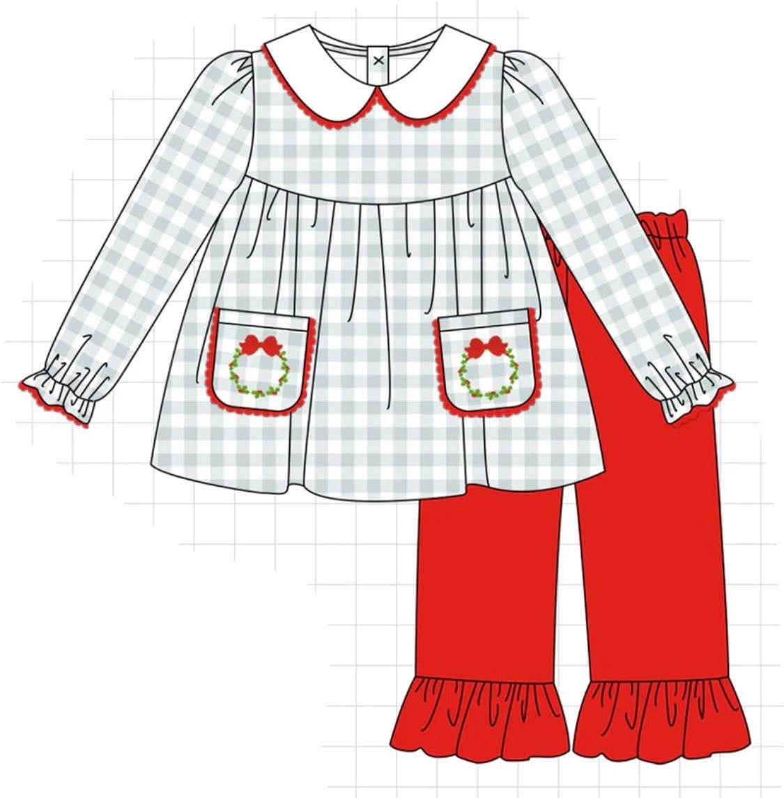 Wreath girl pant set