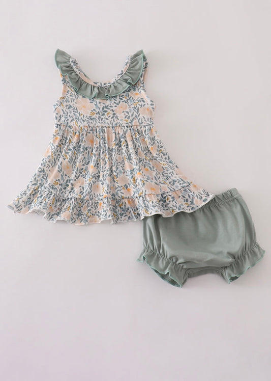 Sage Ruffle Bloomer Set