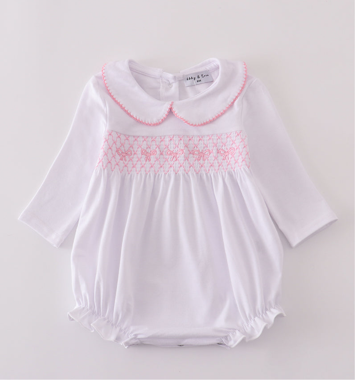 Pink bow smocked bubble