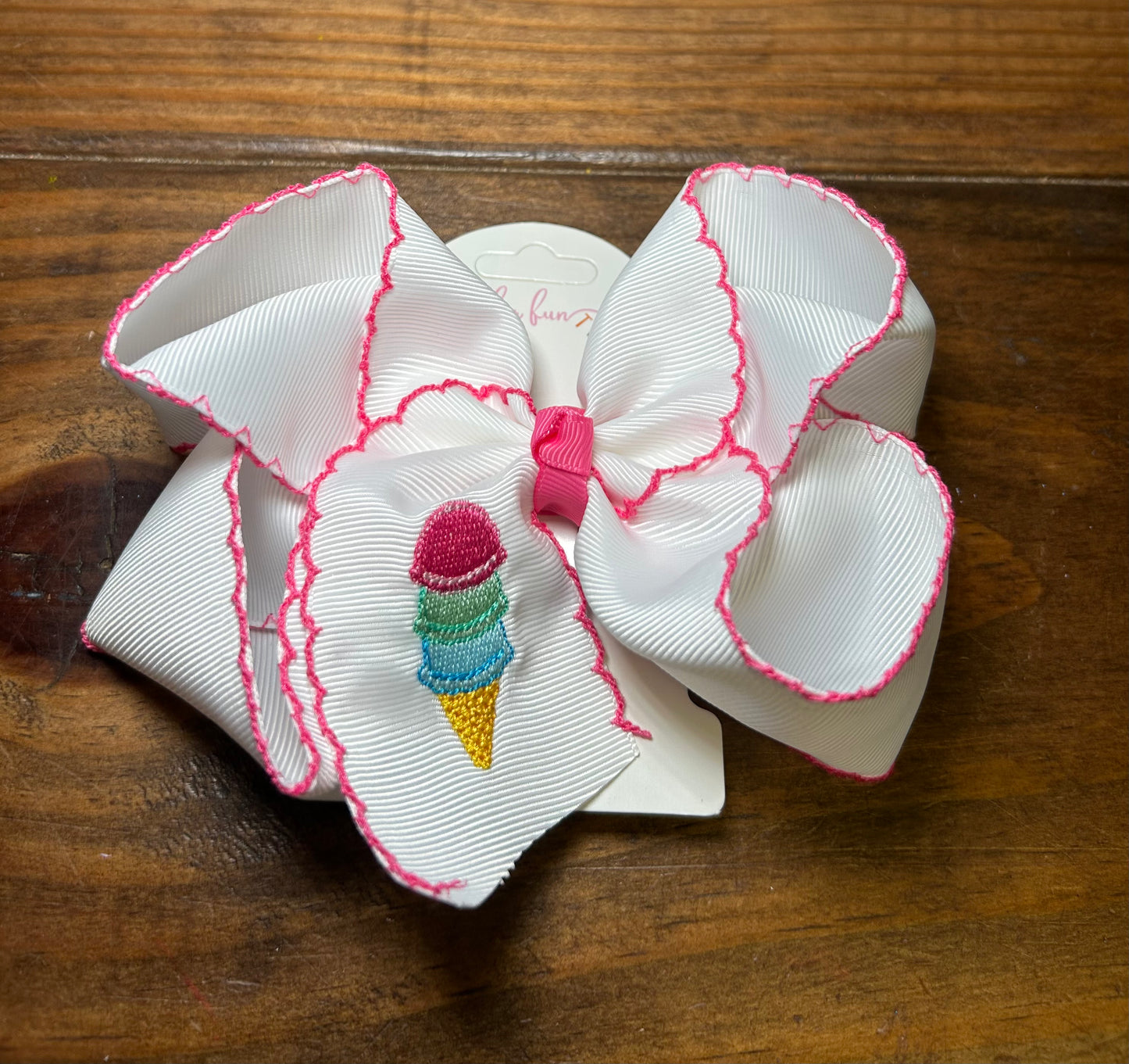 Ice Cream Embroidered Bow