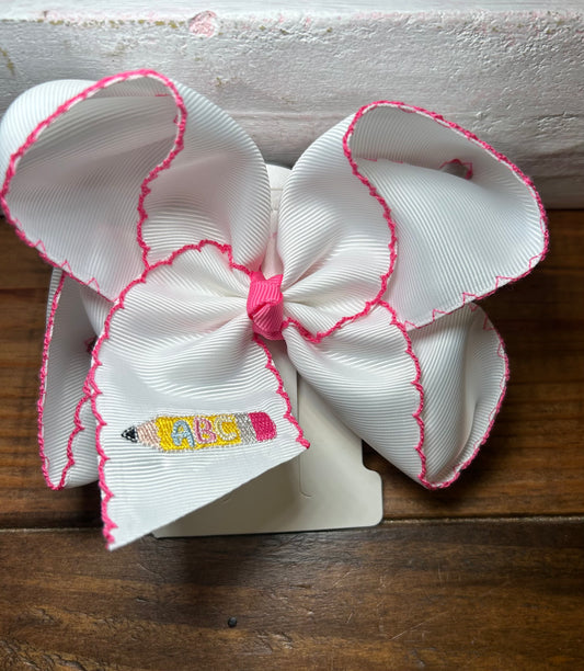 ABC Embroidered Bow