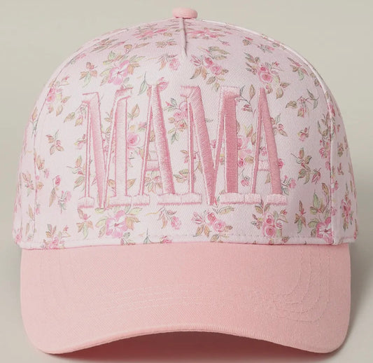 Mama embroidered floral pattern trucker hat