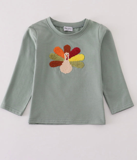 Sage Turkey French Knot Shirt
