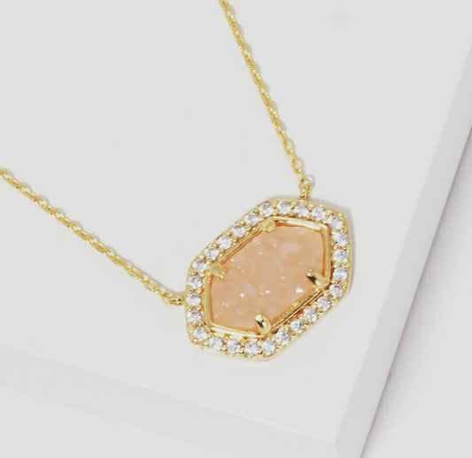 Gold dipped stone cubic zirconia necklace