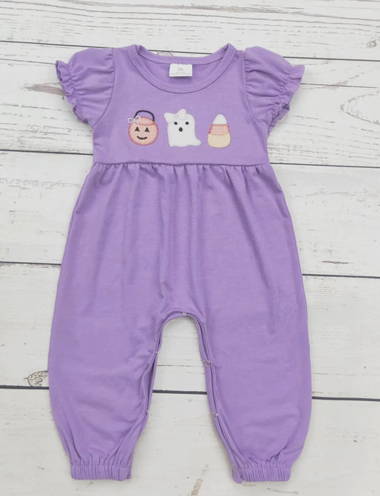 Boo thang purple romper 6-12m