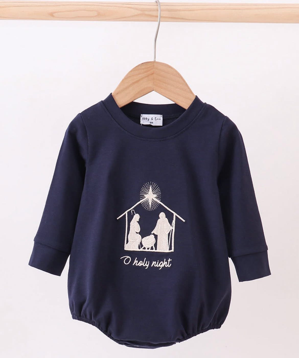 Oh Holy Night embroidered boy bubble